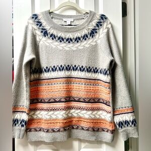 Coldwater Creek Gray and Orange Knit Sweater